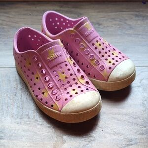 Native Kids Sneakers - Pink with Yellow Accents